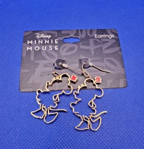 Disney Minnie Mouse Silhouette Gold tone Earrings Neon Tuesday NEW - Picture 1 of 6