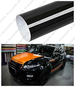 12" X 53" GLOSS BLACK Vinyl Film Wrap Sheet With Air Release Pockets Bubble Free - Picture 1 of 6