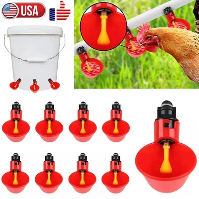 20× Poultry Water Drinking Cups Chicken Hen Plastic Automatic Drinker Feeder USA - Image 1 of 4