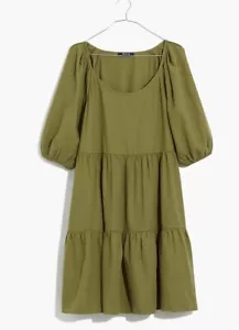 Mini Vestido Madewell Mangas Abullonadas Para Mujer 2XS XXS Verde Pullover Mezcla Algodón - Imagen 1 de 11