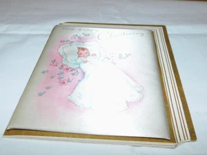 Vintage 1960’s Rust Craft Material Card Pillow Baby's Christening Keepsake - Picture 1 of 6