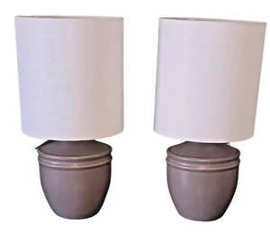 Pair New In Box 14 In x 4.5 In Gray Ceramic Table Lamps On/Off Push Switch - Picture 1 of 6