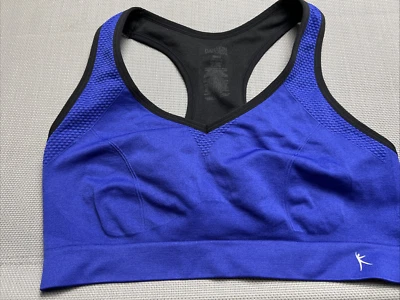 Sutiã esportivo Danskin azul/preto tamanho M/L– Racerback roupa ativa sem costura  - Imagem 1 de 4