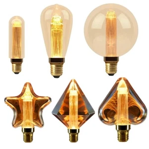 1x Retro Edison LED Light Bulb E26 E27 Base Amber A60 ST64 T45 T185 G80 G95 G125 - Picture 1 of 21