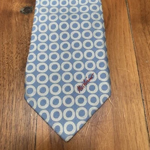 Moschino Logo Tie in Blue and White Circle Print - Picture 1 of 8