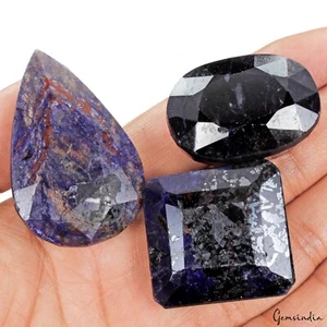630 kt Natürlicher Blauer Saphir Mix Schliff Lose 36-48 mm Facettierte Edelsteine ~ 3 Stck. - Bild 1 von 5