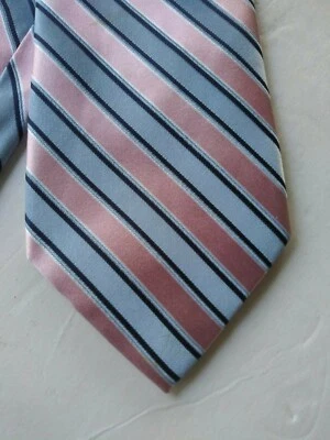 Corbata Hombre Croft & Barrow 100% Seda Rosa y Gris Rayas L 58, W 3 1/2" Foto 1 de 4