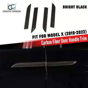 4pcs Dry Carbon Fiber Door Handle Wrap Trim Cover For Tesla Model X (2019-2022) - Picture 1 of 9