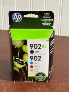 NEW Hp 902 - 902Xl 4 Combo Pack Ink Cartridge Black & Tricolor, Exp May-2019 - Picture 1 of 4