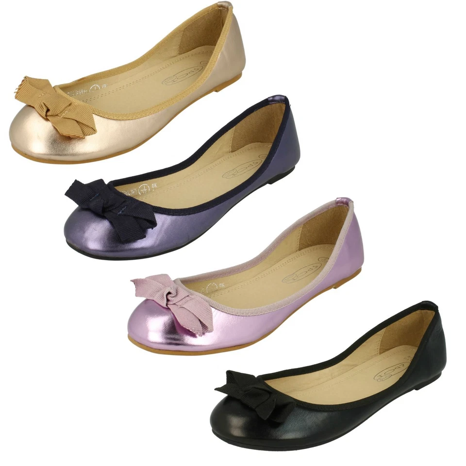 Ballerina donna maculata piatta nastro fiocco 'scarpa vamp' - Immagine 1 di 1