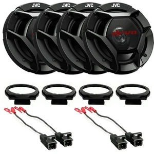 4x JVC 6.5" 300W Max 4 Ohms Car Audio Speakers + Adapter, Speaker Harness - Picture 1 of 5