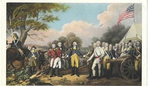 Surrender of Burgoyne, Saratoga, Oct. 17, 1777 unposted card, 1920's - Picture 1 of 2