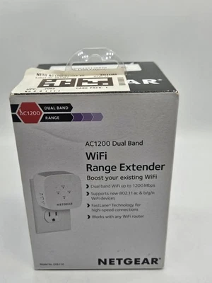 NETGEAR AC1200 WiFi Range Extender - White, Model # EX6110, New In Box - Image 1 of 4