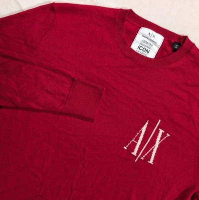 Armani Exchange Sweater Merino Virgin Wool Crew Neck Pullover Red Men's Small - Image 1 of 4