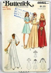 UNCUT Butterick 3164 Bridal or Bridesmaid Dress, bust 31.5 - Picture 1 of 1