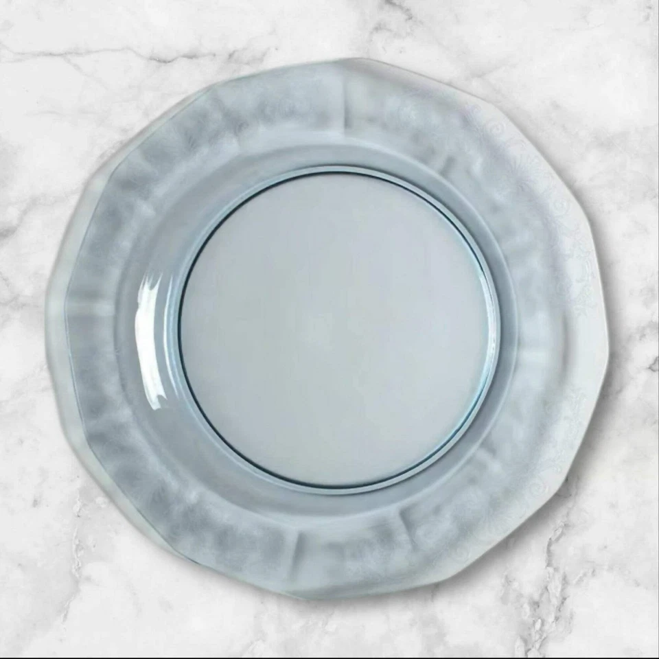 Plato para servir Fostoria Versailles azul | Vidrio grabado de 13,75” | Excelente estado Foto 1 de 4