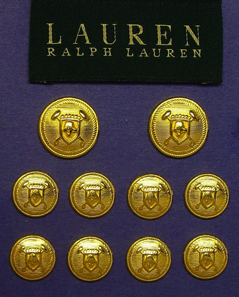 LAUREN RALPH LAUREN Replacement buttons 10 Gold Tone solid metal Good Used Cond. - Image 1 of 4