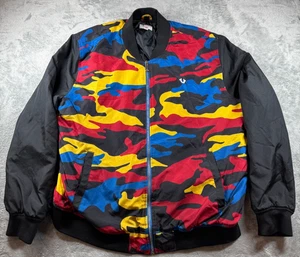 True Religion Bomber Jacket 3XL Multicolor Camo Red Yellow Blue Black - Picture 1 of 9