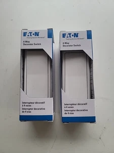 2 Stück Eaton 4-fach breiter Decora weißer Lichtschalter 7504W-BOX - Bild 1 von 3