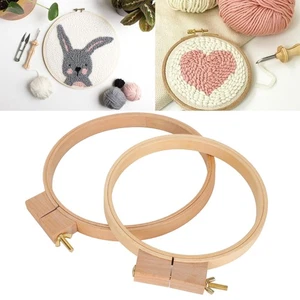 2Pcs Oval Quilting Hoop Cross Stitch Frame Ring Wooden Embroidery Loop Thick Sew - Picture 1 of 12