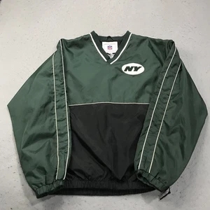 VINTAGE New York Jets Jacket Mens Medium Green Windbreaker Pullover Logo NFL - Picture 1 of 9
