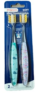 (2 Pack) Walgreens Kids' Whales & Unicorns Toothbrushes w/V-Shape Soft Bristles - Picture 1 of 2