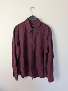 Hugo Boss Burgundy Long Sleeve Shirt Button Up Slim Fit Size UK XL - Picture 1 of 9