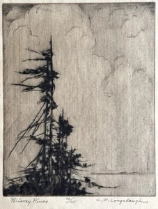 Charles Oglesby Longabaugh etching Petoskey Pines Michigan - Picture 1 of 6