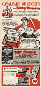 1950 Gillette: Bobby Thomson Vintage Print Ad - Picture 1 of 1