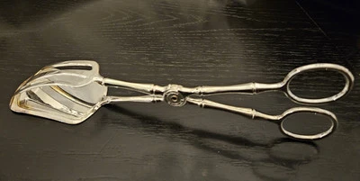 Pinça para bolo italiana falsa de bambu folheada a prata  - Imagem 1 de 4