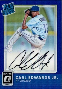 2016 Panini Donruss Optic Blue Rated Rookie Auto Carl Edwards JR. 18/75 2 #RR-CJ - Picture 1 of 2