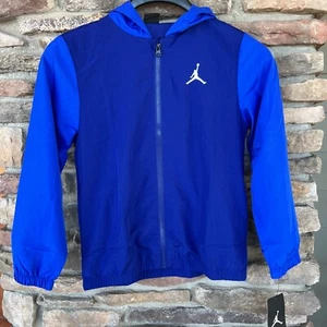 Nike Boy's Jordan Dri-FIT Woven Lined Hooded Jacket Royal Blue Navy Medium NWT - Picture 1 of 2