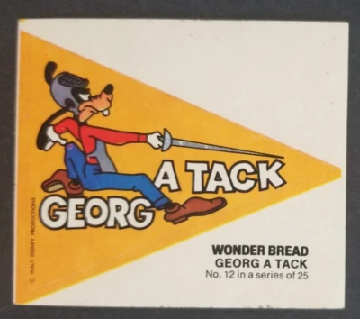 Goofy Georg Tack 1975 Wonder Bread College Pennant Sticker Card #12 (NM) - Image 1 of 2