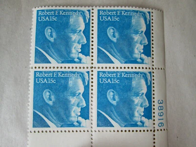 Robert E. Kennedy 15 cent US Postage Stamps 4-Block - Image 1 of 3