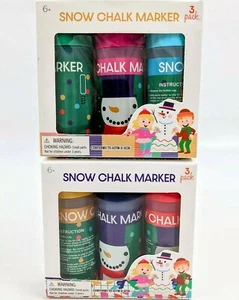 Snow Chalk Marker Set of 6 Snow Writing Drawing Pink Purple Teal Red Blue Yellow - Picture 1 of 7