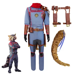Cosplay Rocket Raccoon Jumpsuit Tail Guardians Of The Galaxy Superhero Costumes - Picture 1 of 11
