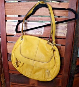 B.MAKOWSKY - Yellow Leather/Leopard Lining -Shoulder Bag Hobo Satchel EUC  - Picture 1 of 11