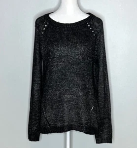 QS by s.Oliver women's knit black and silver sweater, size L - Picture 1 of 9