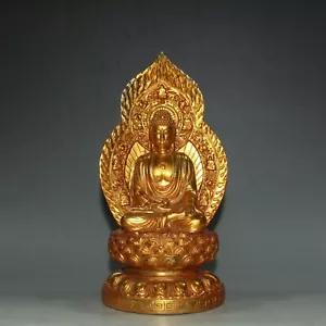 Collect Buddhism old copper gilt backlight Buddha sculpture buddha statue - Picture 1 of 9
