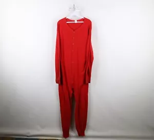 Tuta uomo streetwear vintage anni 90 grande invecchiata maglia a costine termica unione rossa - Foto 1 di 22