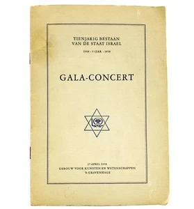 Tienjarig Bestaan Van de Staat Israel Gala-Concert 1958 Program ~Zionism Holland - Imagen 1 de 5
