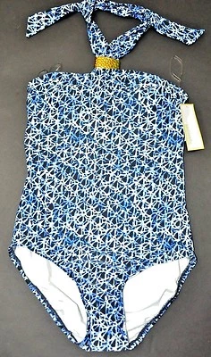 Michael Kors Traje de Baño Cuello Alto Maillot Traje de Baño de una Pieza Azul Sujetador Acolchado 6~ Foto 1 de 4