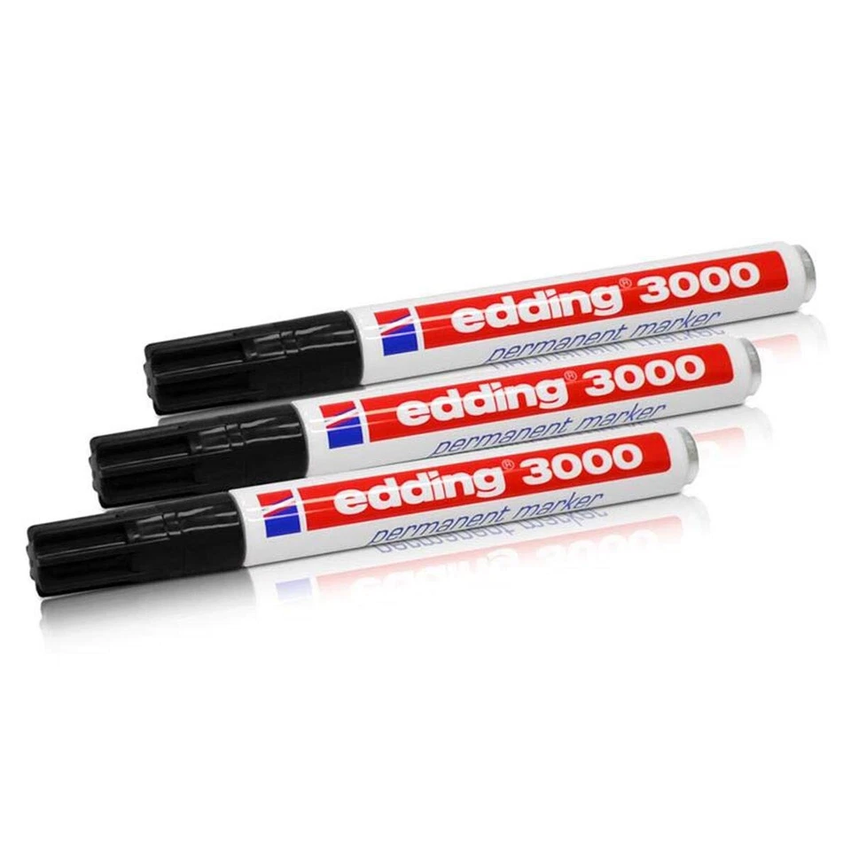 3x edding 3000, Rundspitze 1,5-3mm, Permanentmarker - Schwarz 4-3000001 - Bild 1 von 1