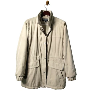 Fleet Street London Women L Velour Feel Beige Inner Drawstring Coat Jacket *READ - Picture 1 of 10