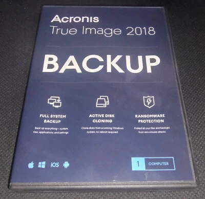 Acronis True Image 2018 For 1 Computer PC Backup Recovery Software w/ Disc, SN - Image 1 of 4