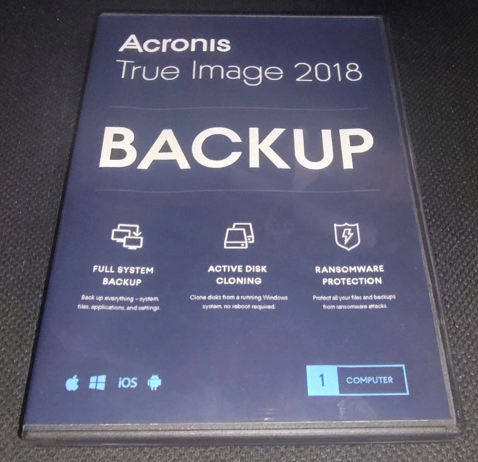 Acronis True Image 2018 For 1 Computer PC Backup Recovery Software w/ Disc, SN - Image 1 of 4