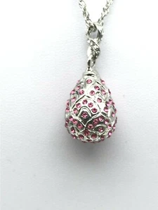 Silver and red Egg Pendant Necklace with crystals by Keren Kopal - Foto 1 di 5