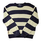 Polo Ralph Lauren Vintage Blue White Striped Knit Jumper Pullover Sweater Mens L