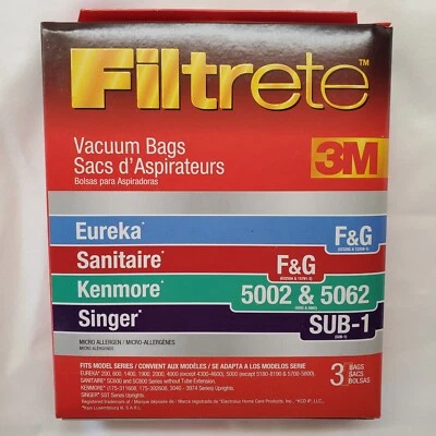 3M Filtrete Vacuum Bags Eureka & Sanitaire F&G, Kenmore 5002/5062 Pack Of 5 - Image 1 of 3
