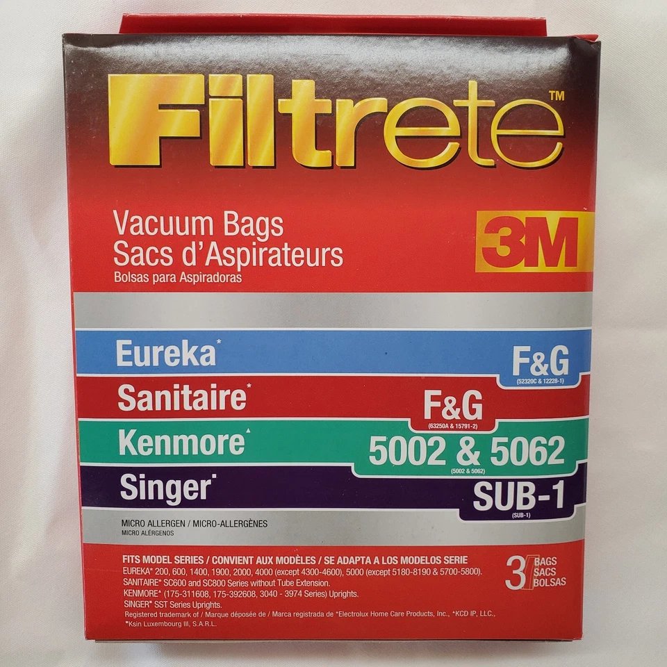 3M Filtrete Vacuum Bags Eureka & Sanitaire F&G, Kenmore 5002/5062 Pack Of 5 - Image 1 of 3